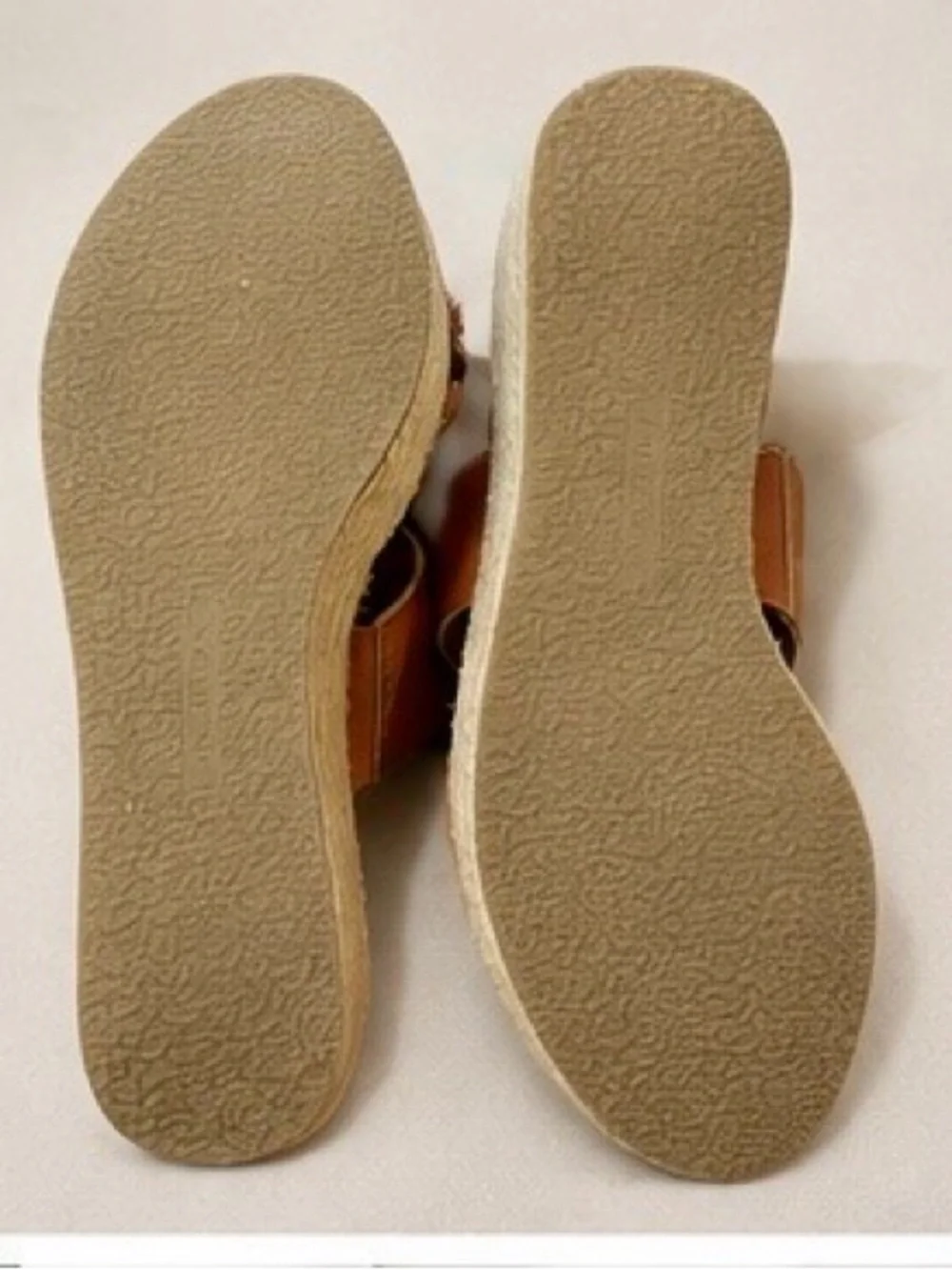 Lane Bryant 8W Wide Width Cognac Brown Espadrille Wedge Slide Sandals